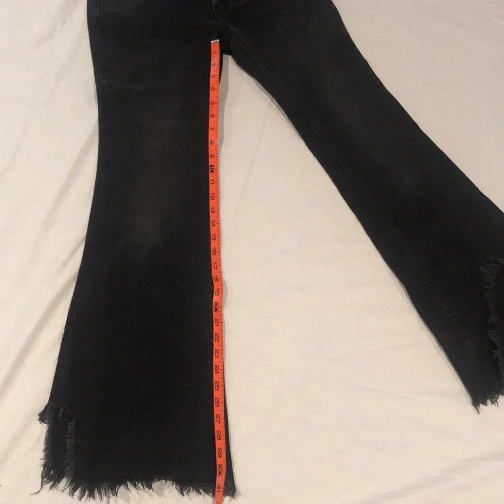 We The Free by Free People Black Flare Jeans Fringe Bottom 25 - Picture 10 of 15
